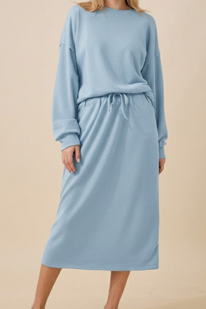 Soft Knit Long Sleeve Top and Skirt Set