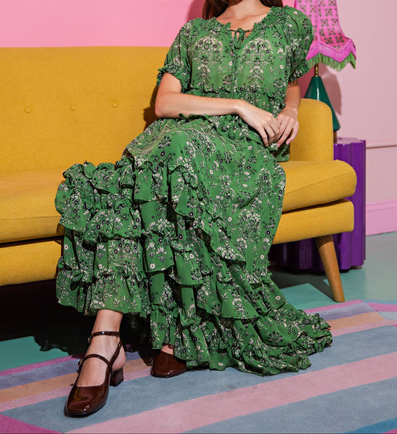 Garden Muse Ruffle Set | Puff Sleeve Top & Tiered Skirt