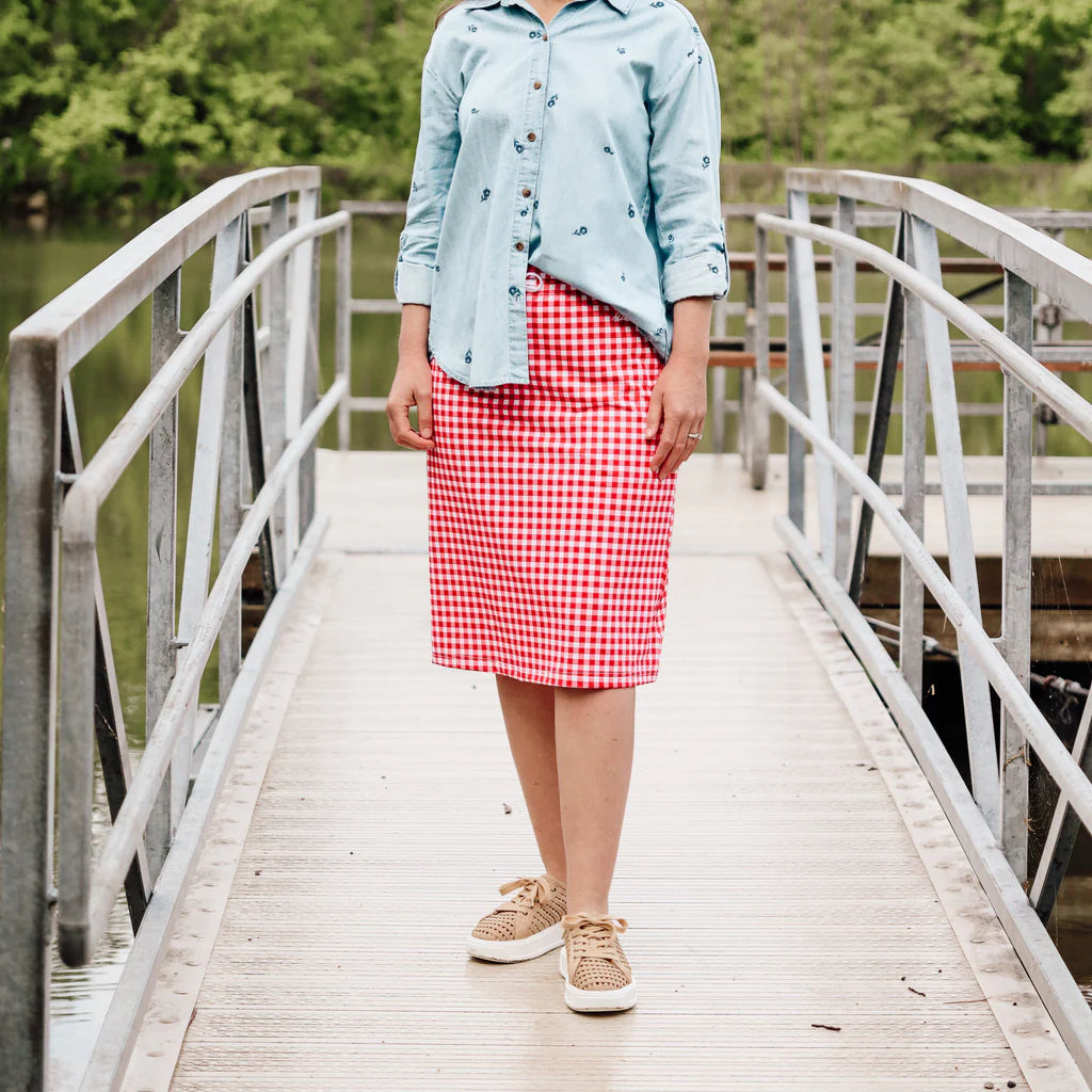 Red Gingham Athletic Skirt