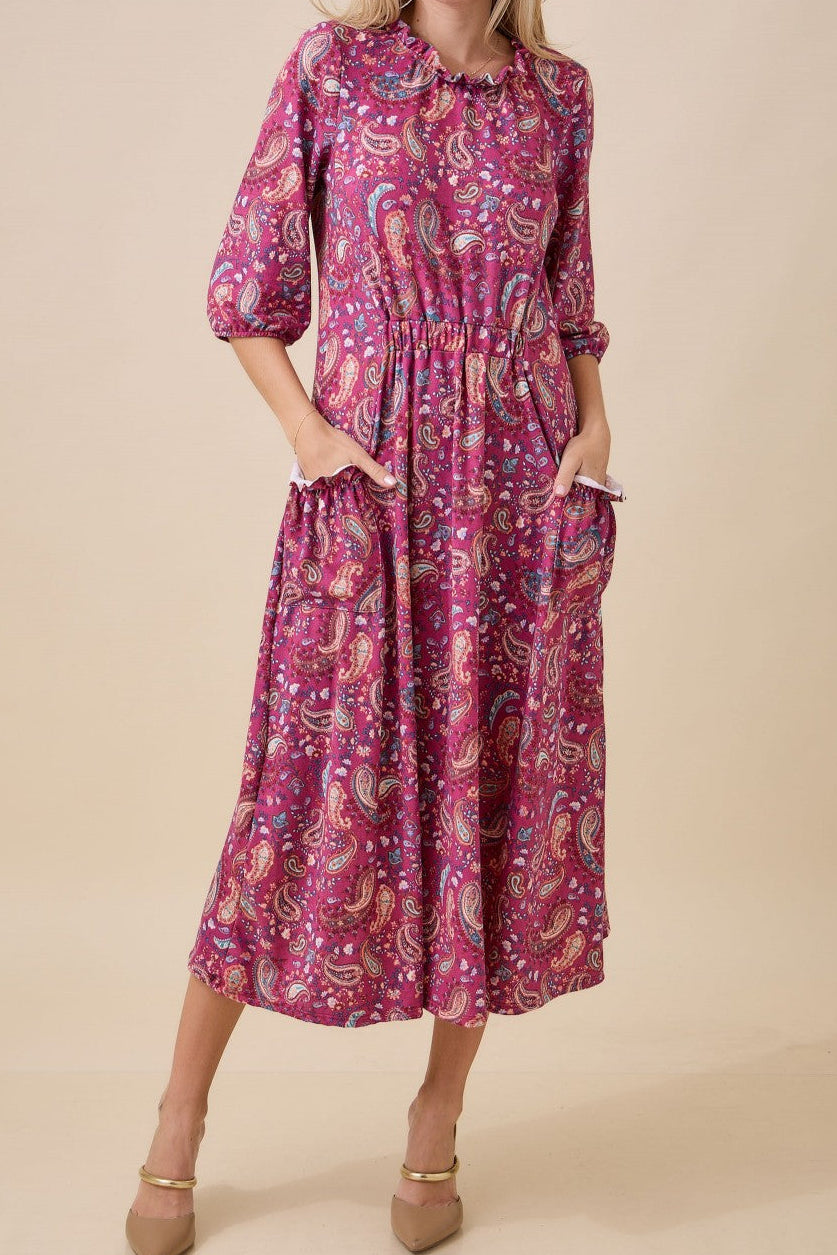 Magenta Paisley Dress