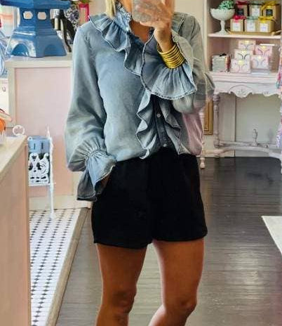 Ruffle Trim Statement Blouse