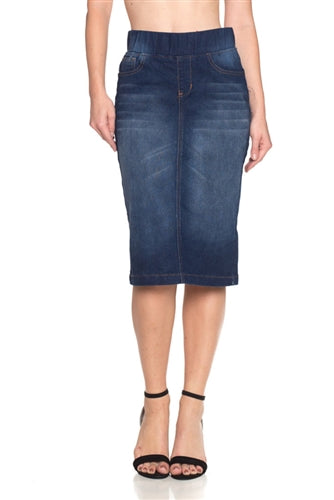Women's Indigo Wash Middle Length Denim Skirt