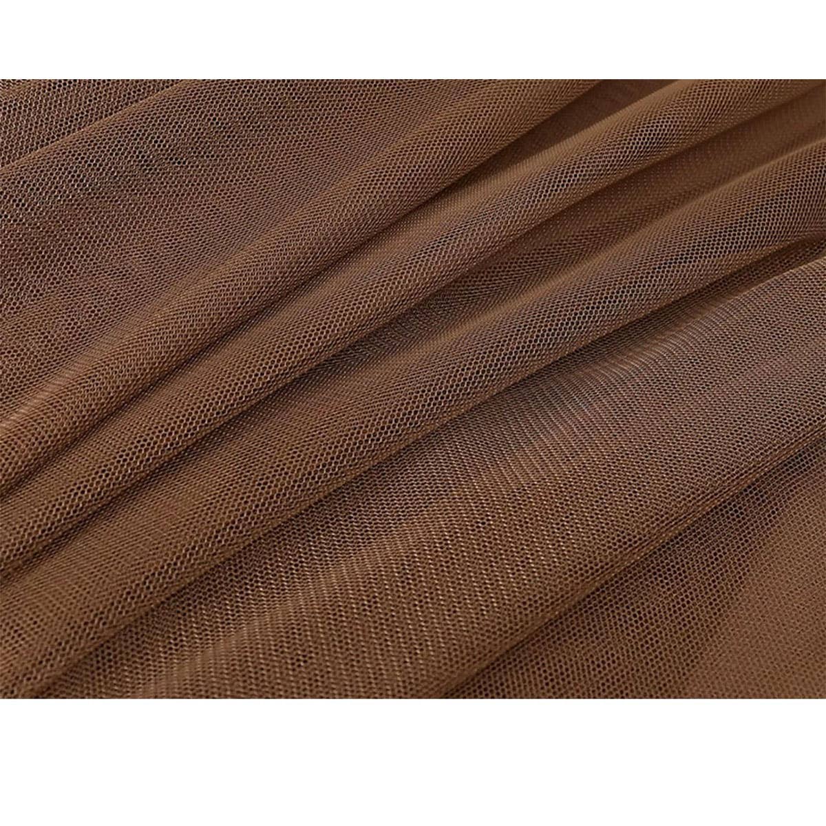 SOLID COLOR ELASTIC-WAIST MESH TULLE A-LINE SKIRT