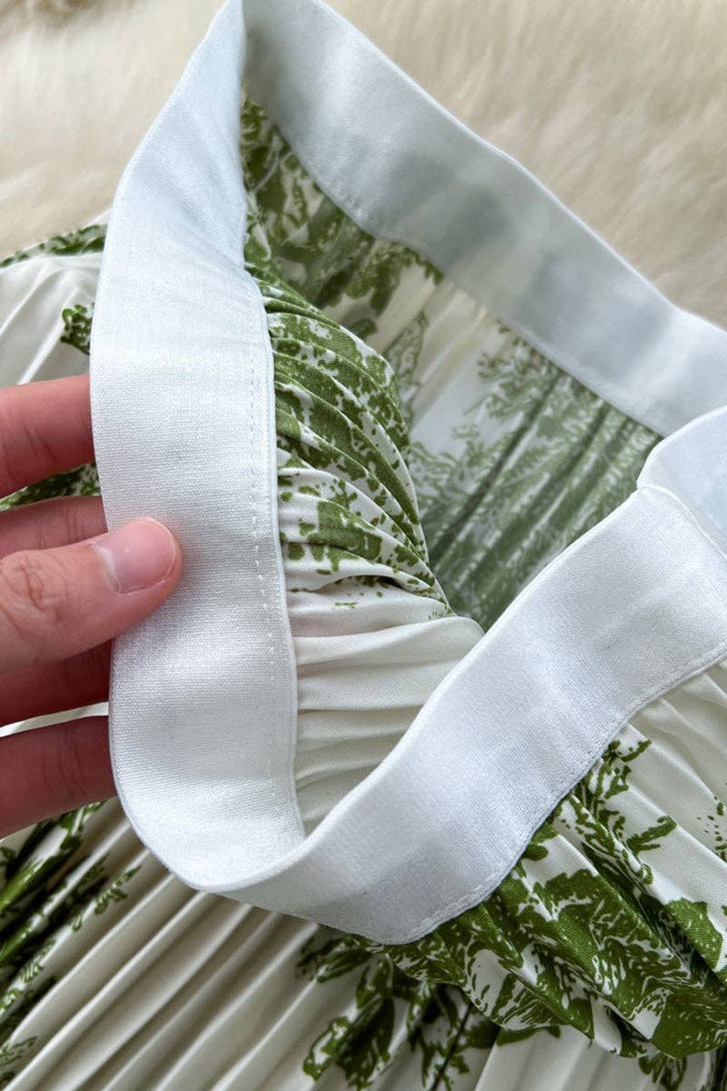 Floral Elegance Pleated Midi Skirt