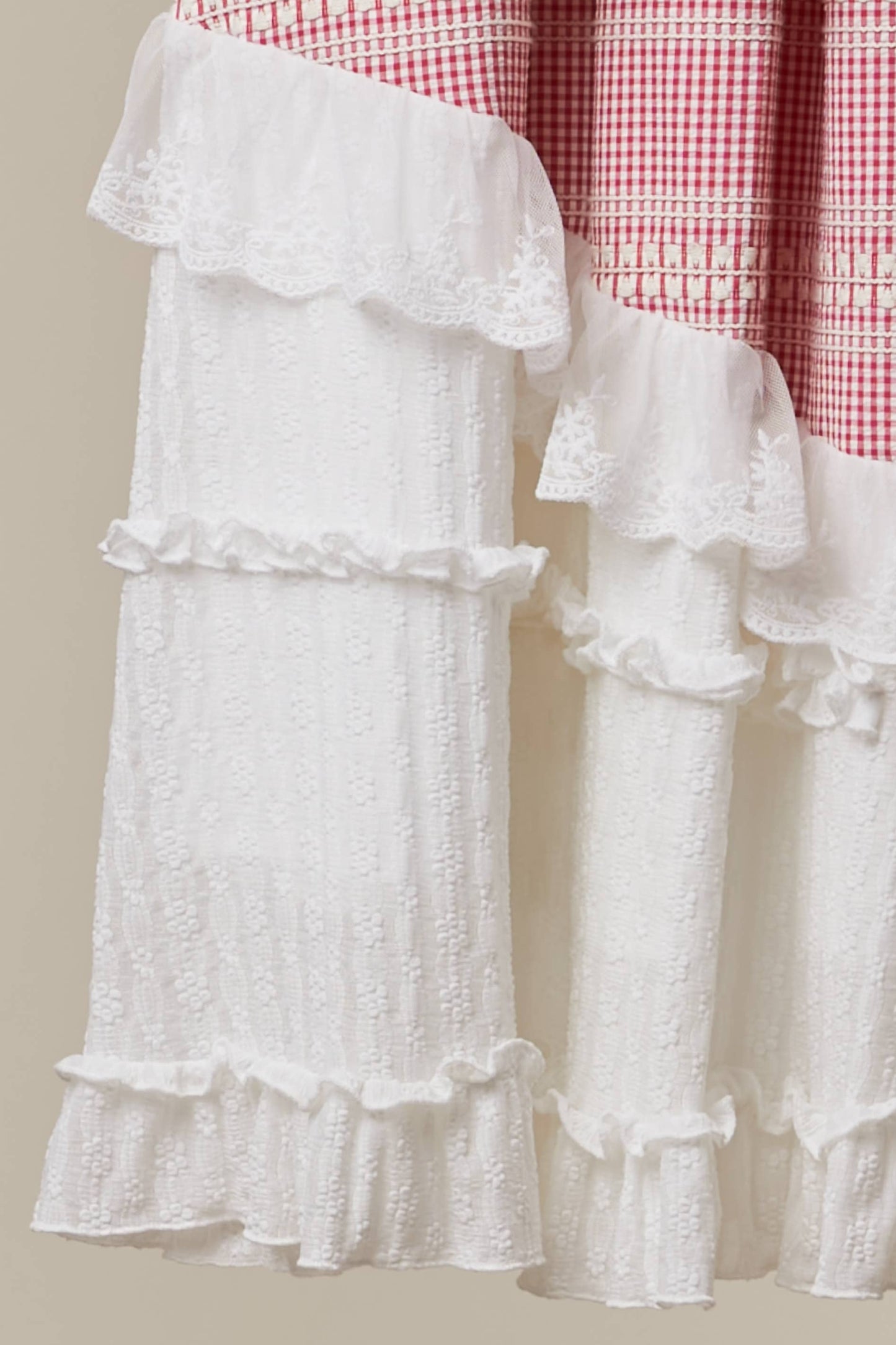 Gingham Lace Ruffle Skirt