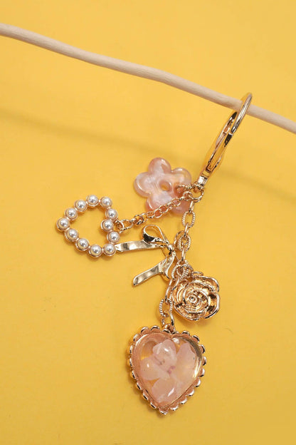 Floral & Bow Heart Bag Charm Collection