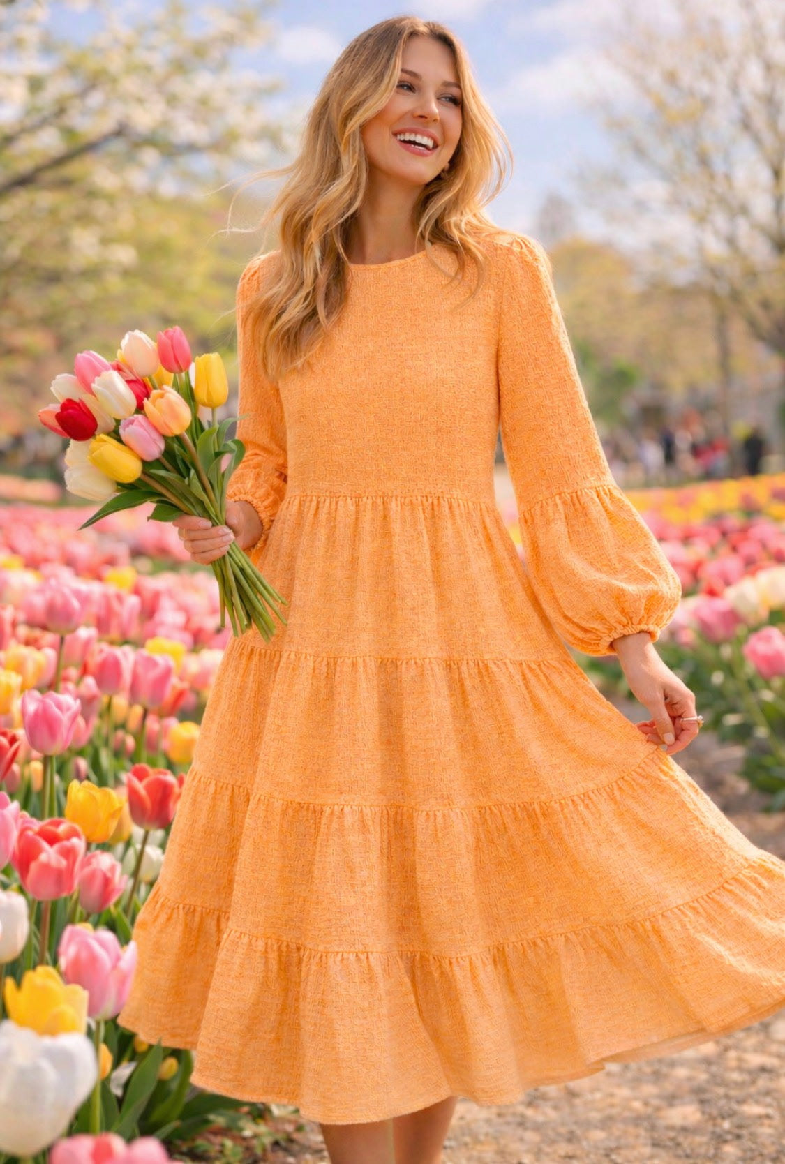 Women’s Modest Tiered Maxi Dress