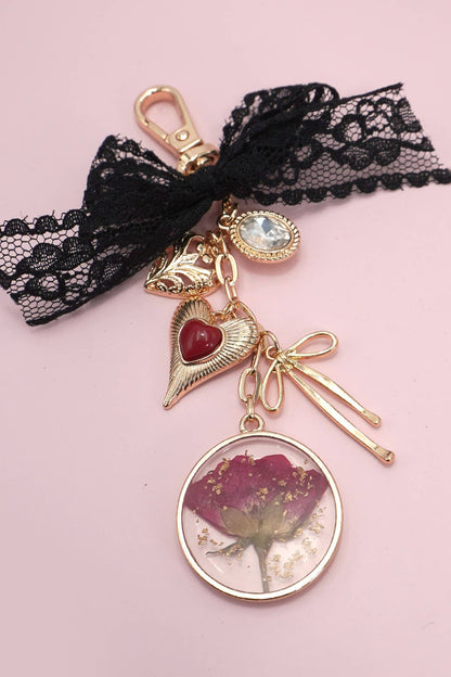 Floral & Bow Heart Bag Charm Collection