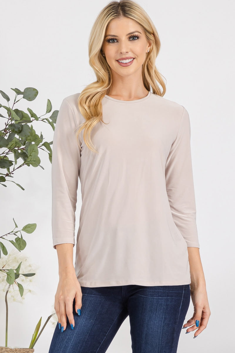 Plus Size 3/4 Length Sleeve Undershirt