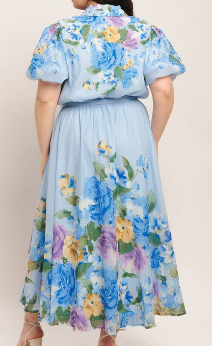 Printed Grace Midi Dress | Light Blue