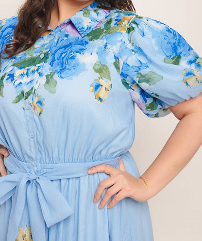 Printed Grace Midi Dress | Light Blue
