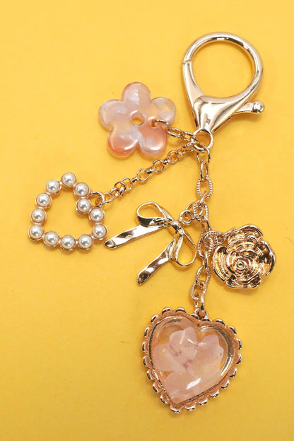 Floral & Bow Heart Bag Charm Collection