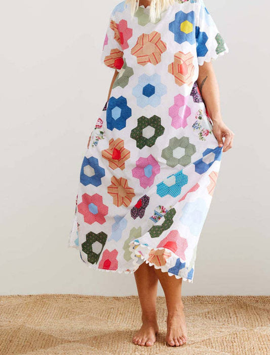 Floral Patchwork Midi Dress