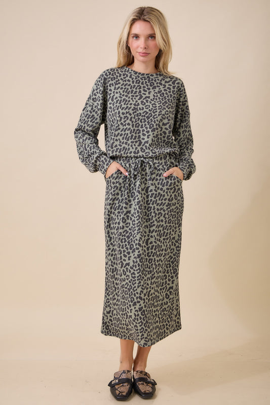 Animal Print Rib Long Sleeve Top - Part of a Set