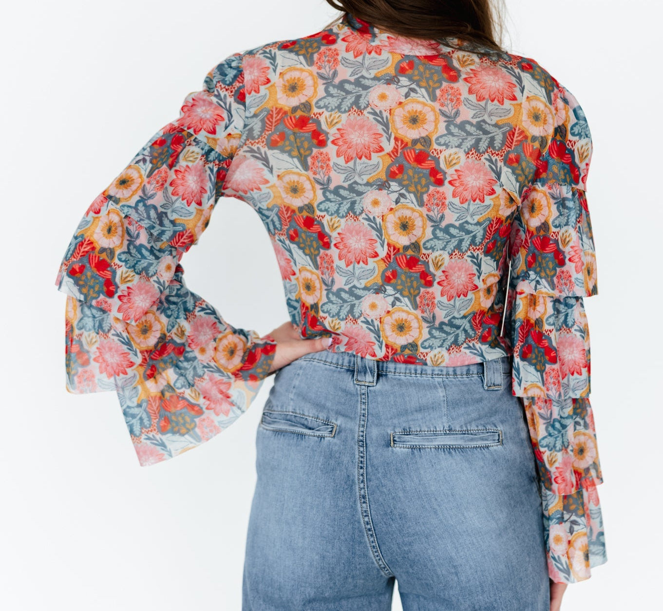 Vintage Poppy Mesh Top