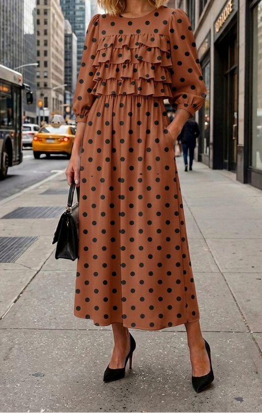 Autumn In Paris Polka Dot Ruffle Dress