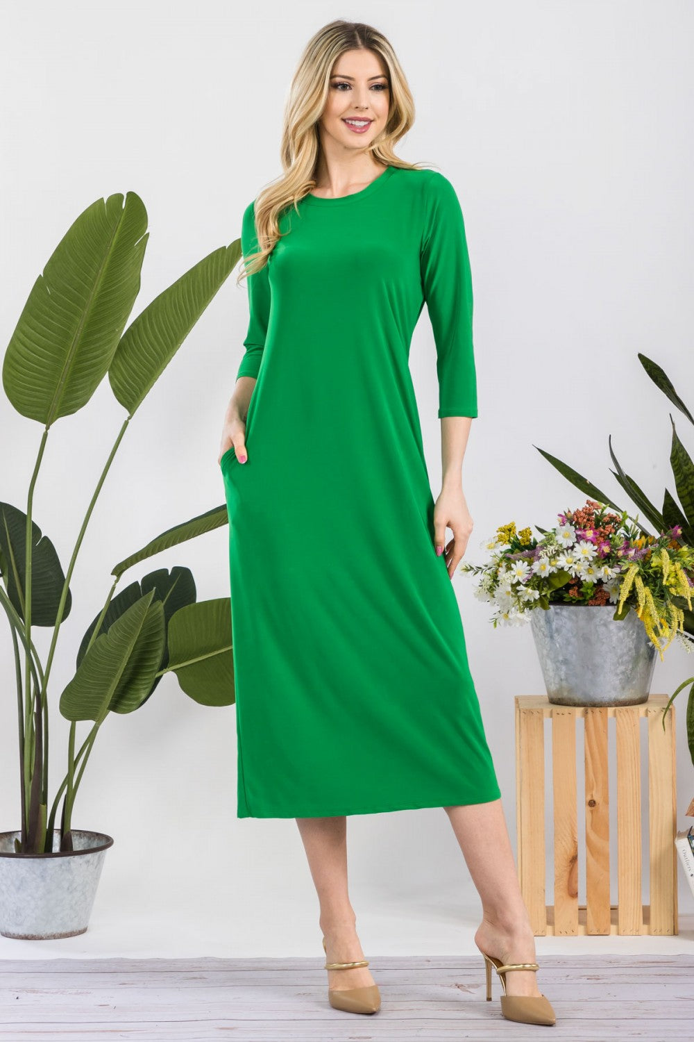 Plus Size Green Layering Dress