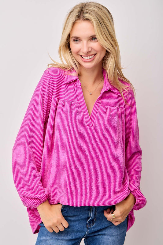 Plus Size Classic Rib Long Sleeve Top