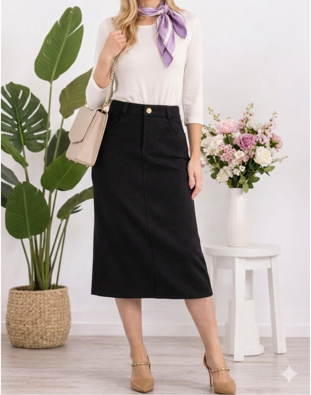 Classic Charm Midi Skirt