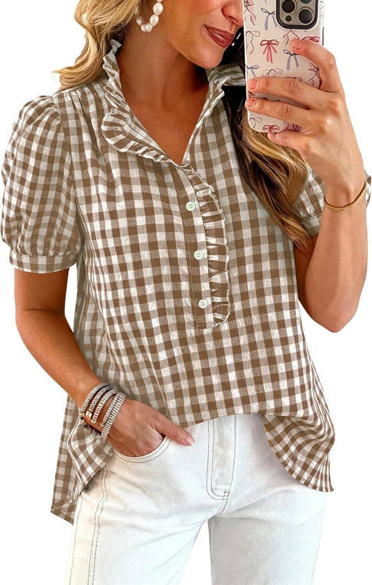 Country Charm Gingham Blouse