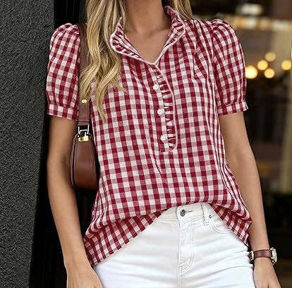 Country Charm Gingham Blouse