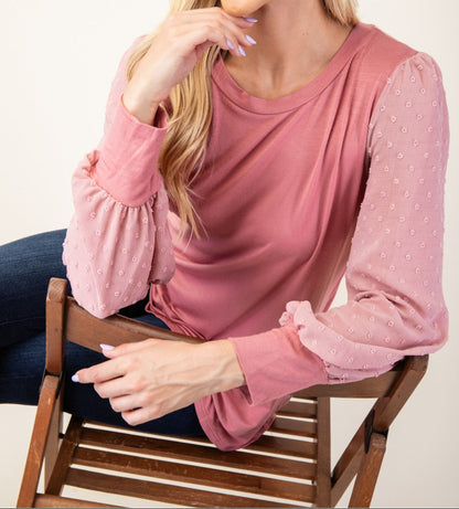 Dotted Elegance Sleeve Top