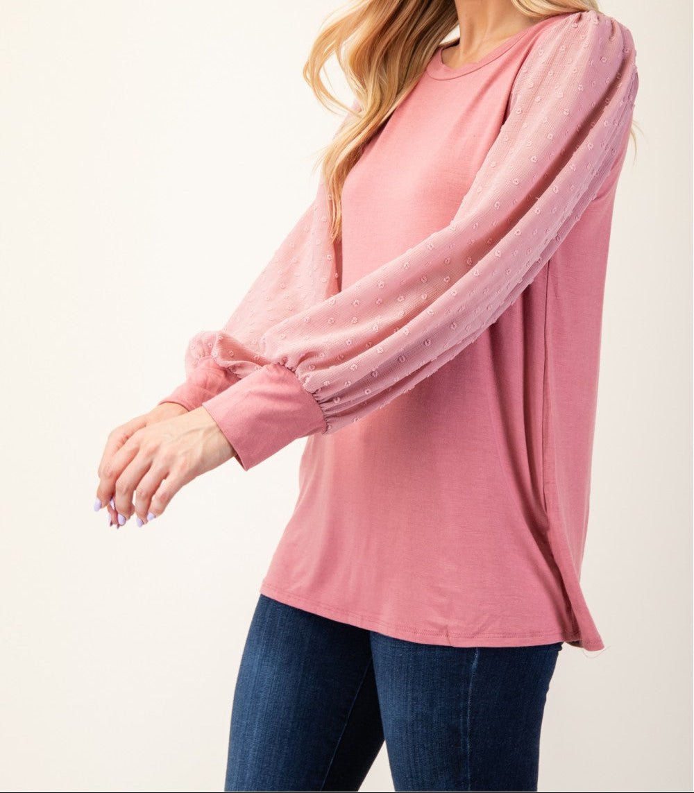Dotted Elegance Sleeve Top