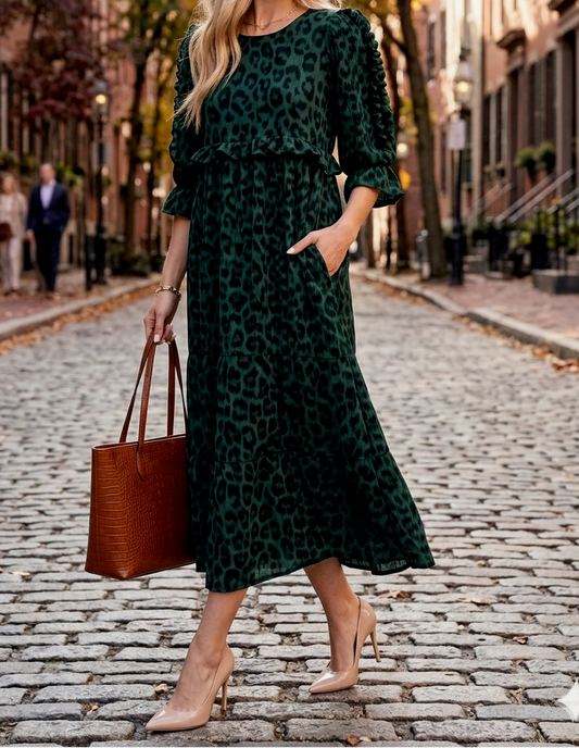 Enchanted Emerald Leopard Dress