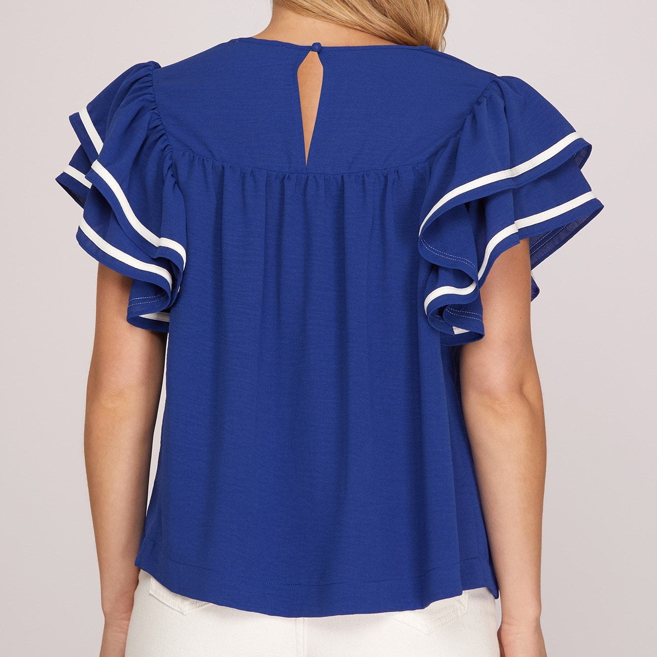 Game Day Charm Ruffle Sleeve Top
