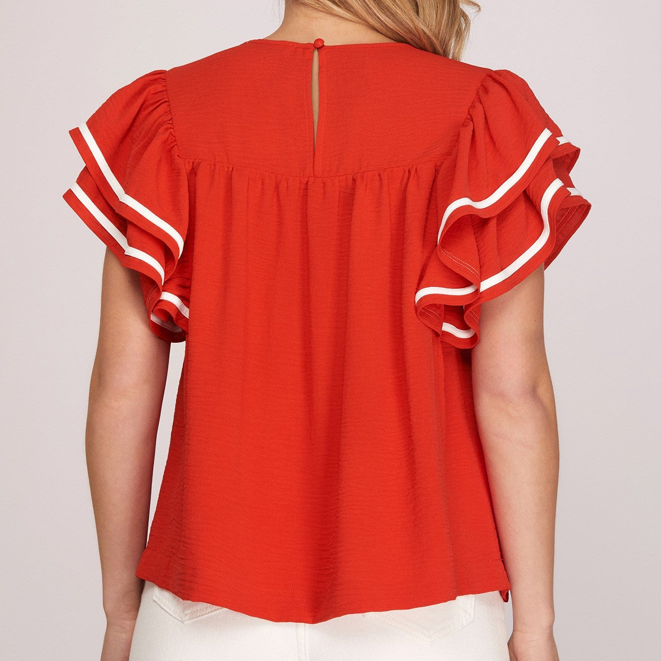 Game Day Charm Ruffle Sleeve Top