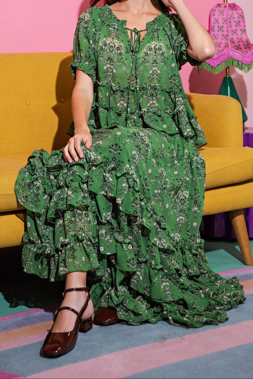 Garden Muse Ruffle Set | Puff Sleeve Top & Tiered Skirt