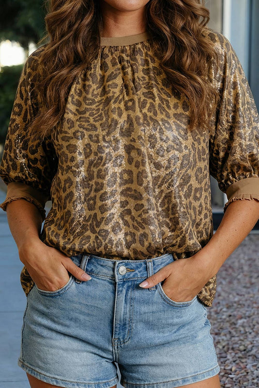 Golden Glam Leopard Blouse