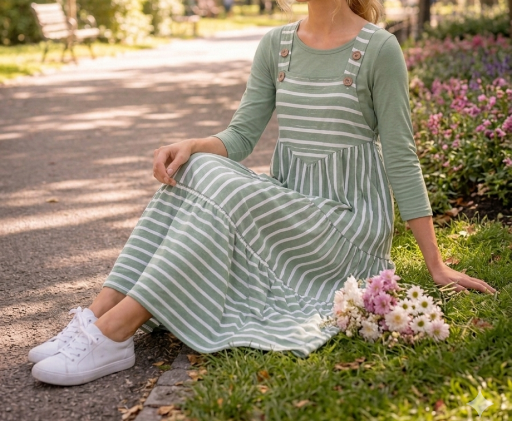 Harvest Stripe Overall Maxi Dress