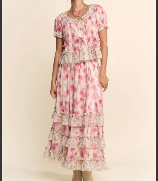 Blushing Garden Tiered Maxi Set