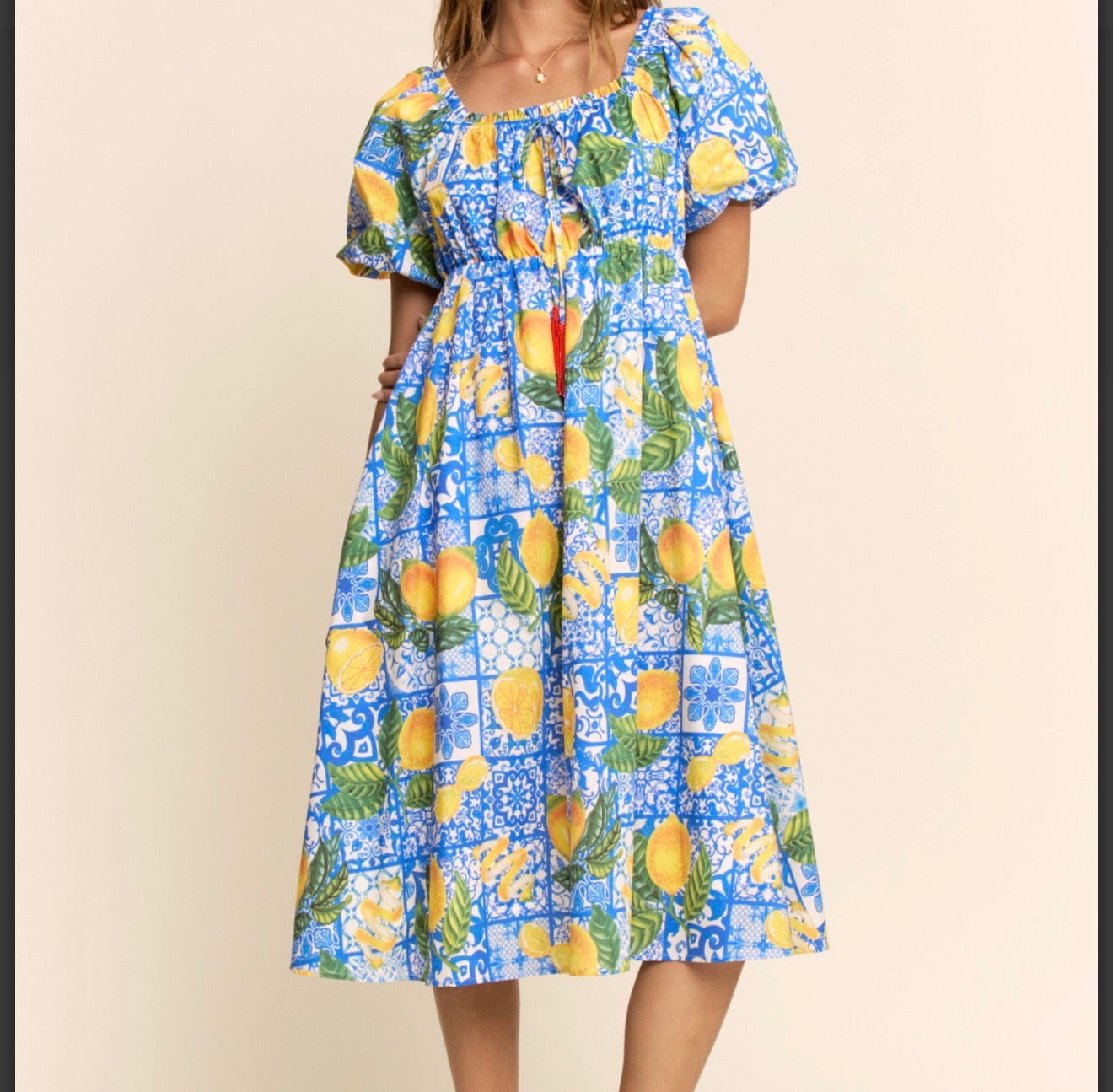 Santorini Lemon Midi Dress