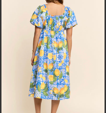 Santorini Lemon Midi Dress