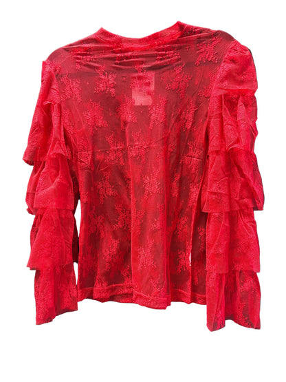 Lace Ruffle Mesh Top