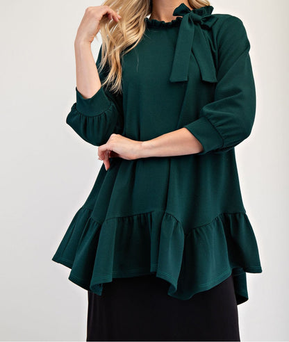 Modest Bow-Tie Ruffle Top