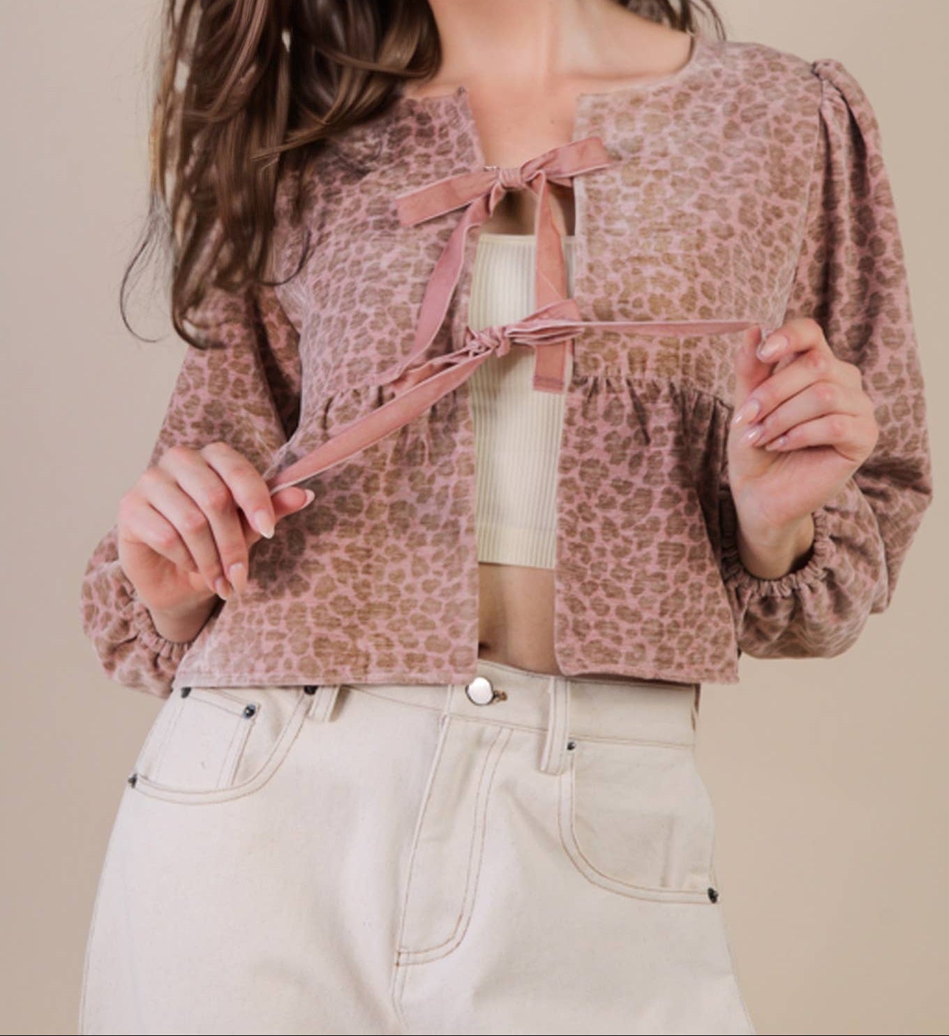 Mauve Moments Leopard Tie Blouse