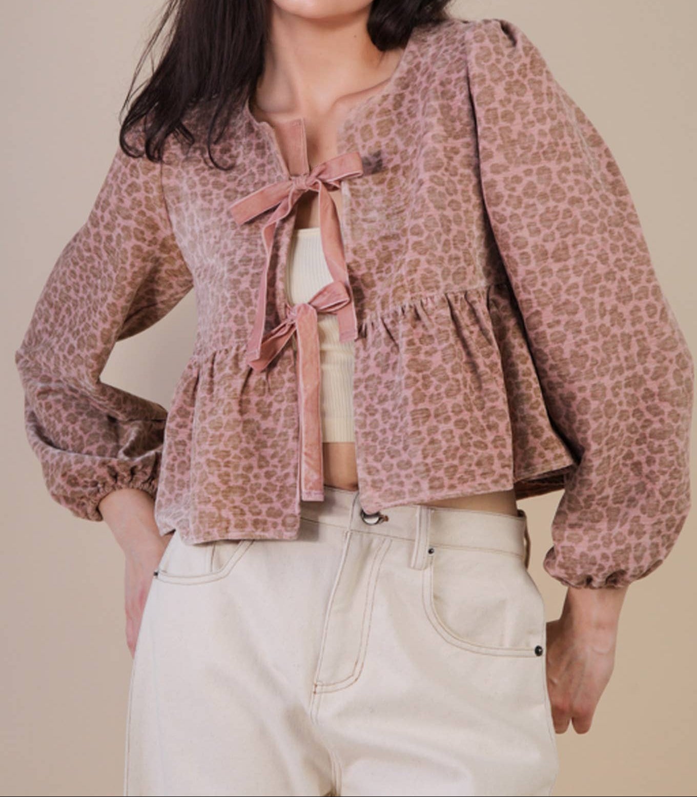 Mauve Moments Leopard Tie Blouse