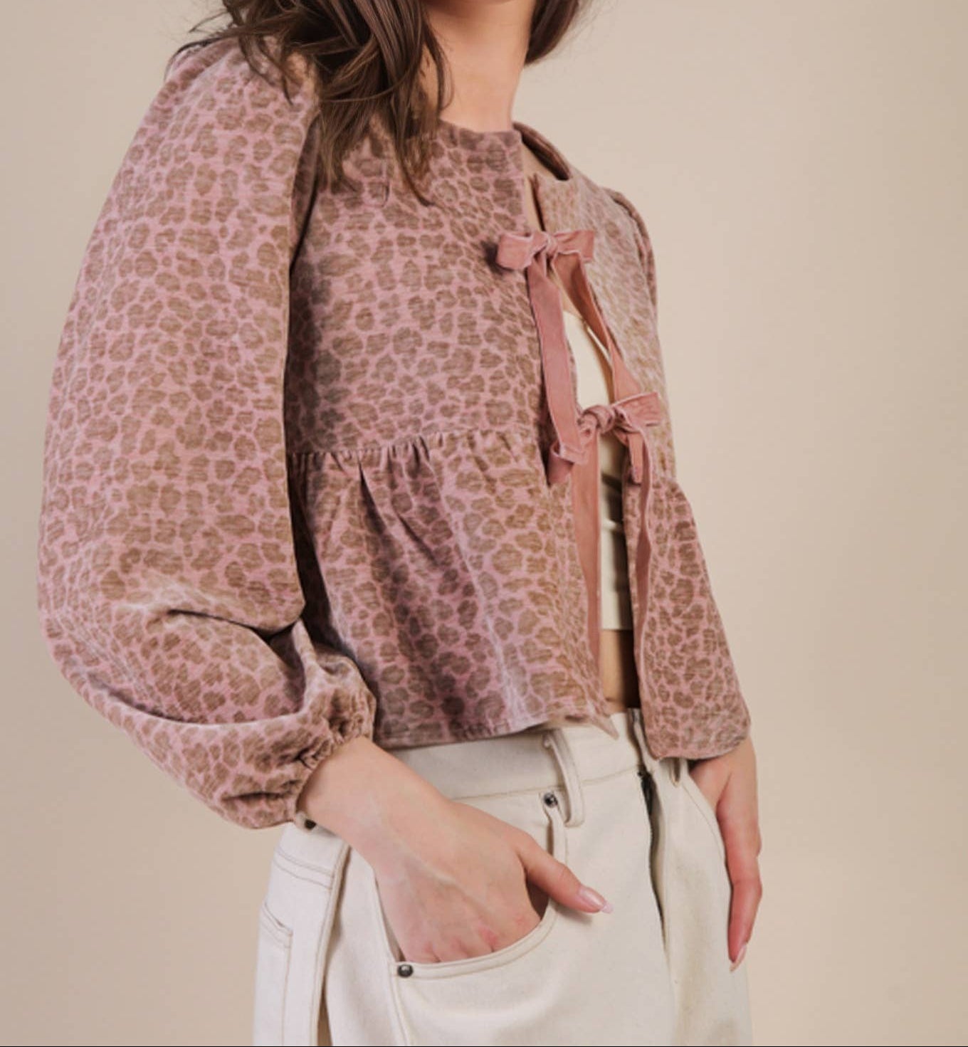 Mauve Moments Leopard Tie Blouse