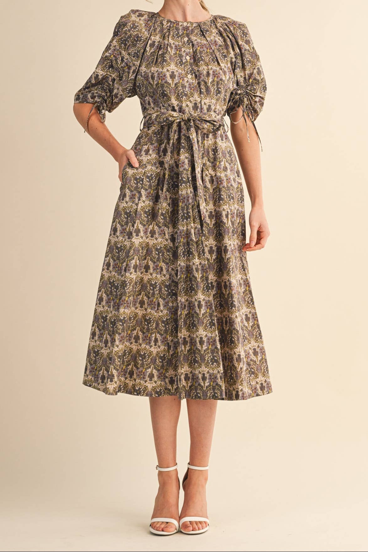 Olive Grove Midi Dress