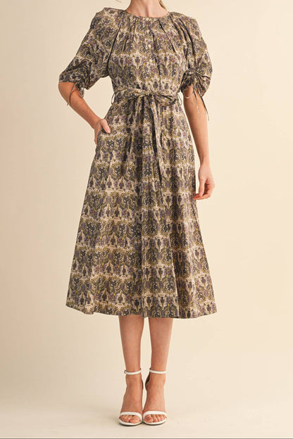 Olive Grove Midi Dress
