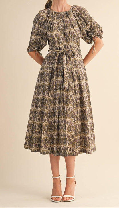 Olive Grove Midi Dress