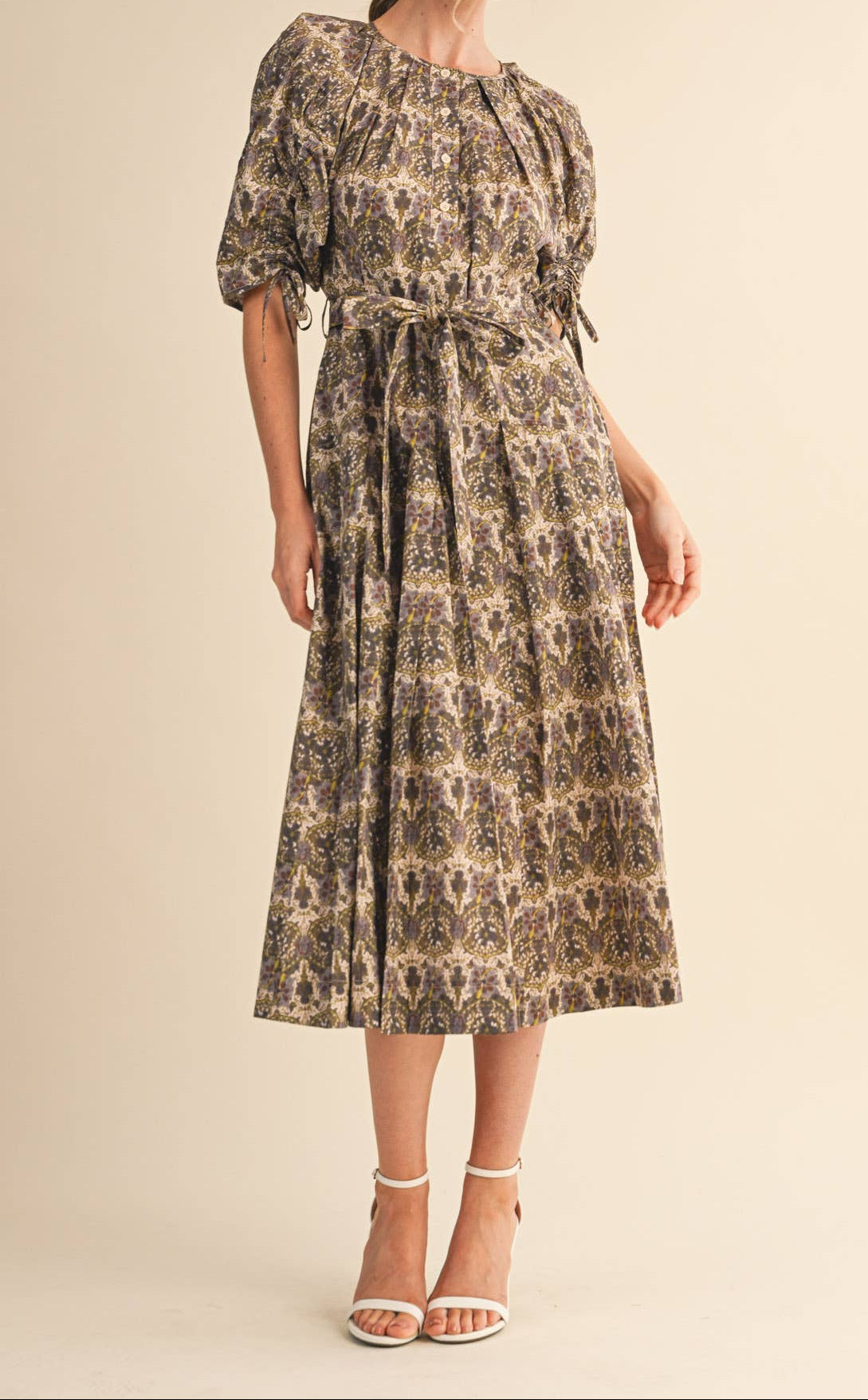 Olive Grove Midi Dress