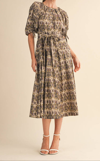 Olive Grove Midi Dress