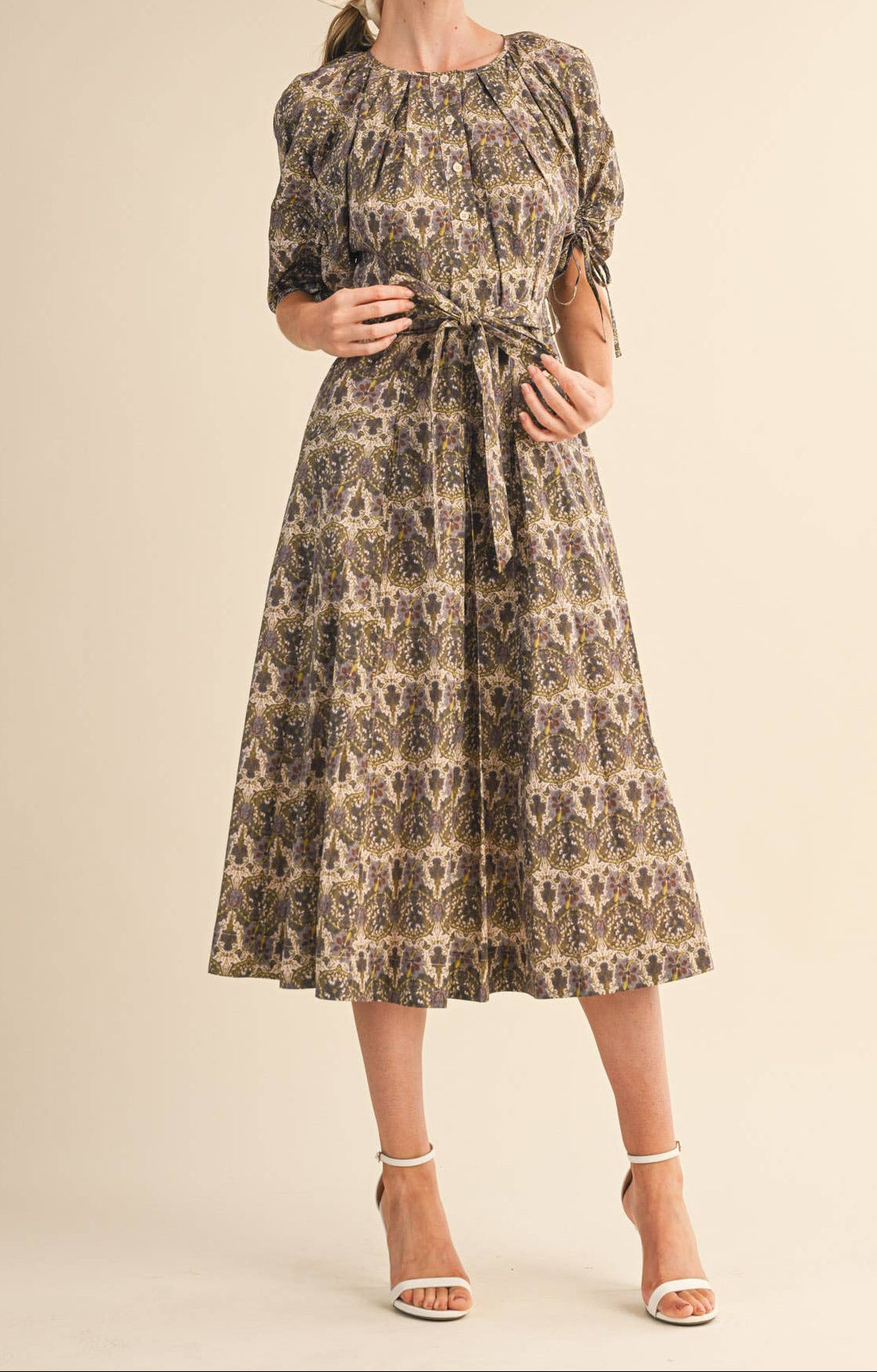 Olive Grove Midi Dress