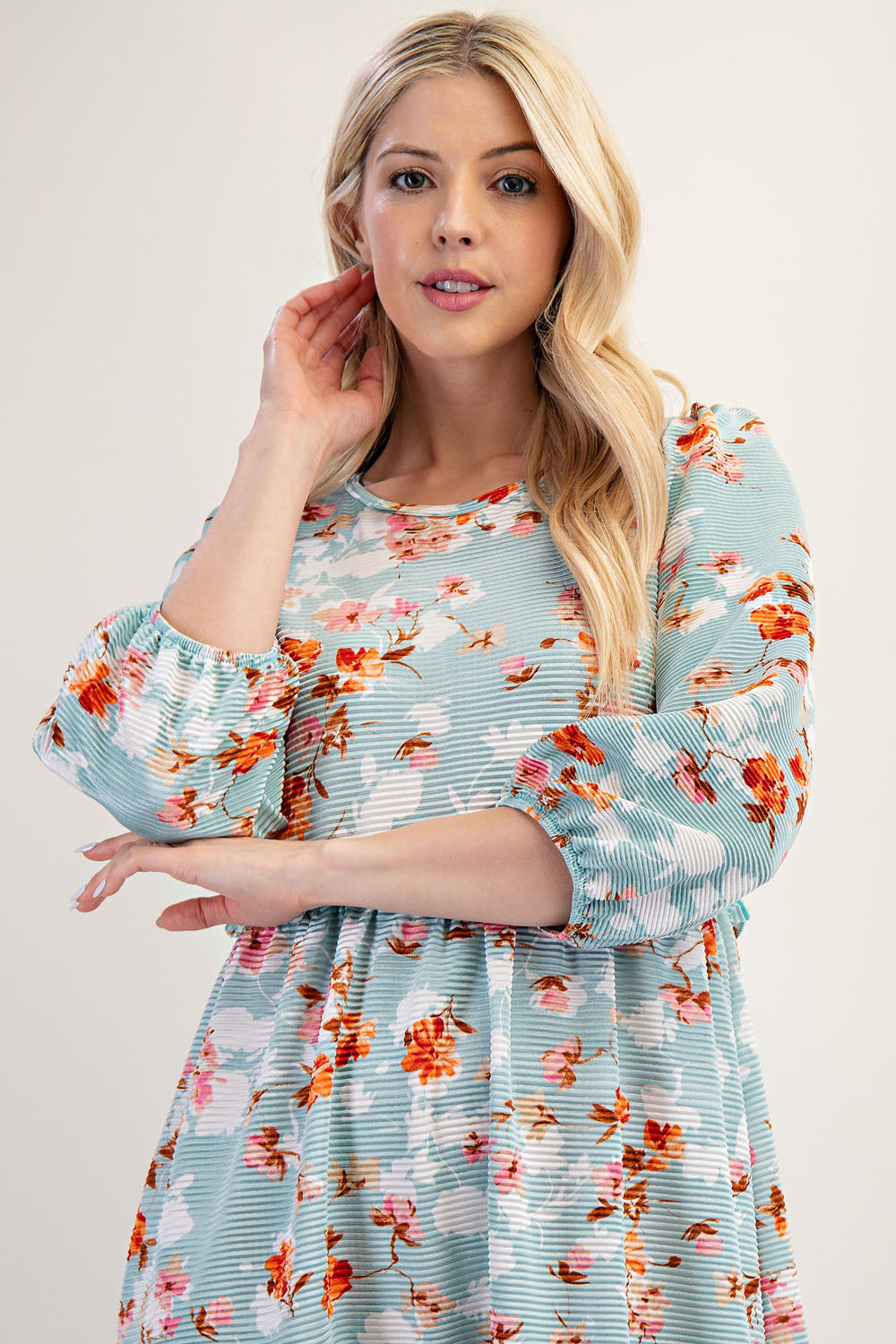 Modest Floral Ruffle Tiered Midi Dress