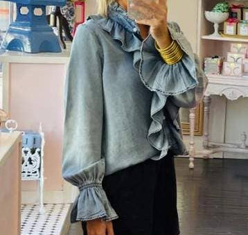 Ruffle Trim Statement Blouse