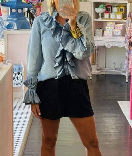 Ruffle Trim Statement Blouse